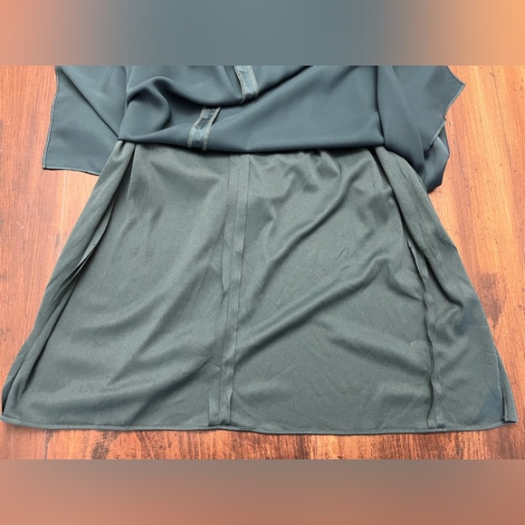 After Six Sleeveless Satin Faux Wrap Gown Size 2 Evergreen Mardi Gras Wedding - Picture 8 of 16